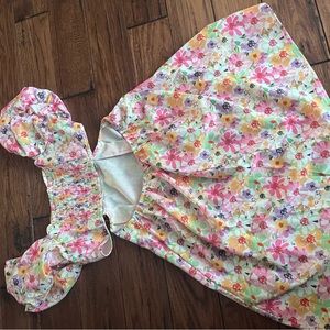 Pink floral open back mini dress